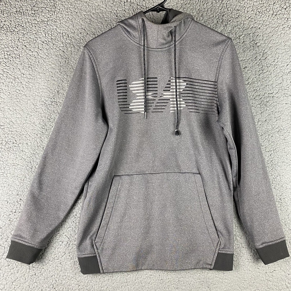 Under Armour Hoodie Men S Fleece Loose Cold Gear Hooded Gray Big Logo Sweatshirt